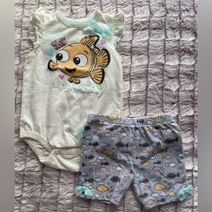 Disney Baby Nemo set with onesie and shorts size 6-9mos